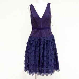 Aiden Mattox Blue Corset Detail Ruffle Cocktail Dress Size 6